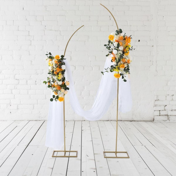 Gold Wedding Arch Set of 2 Gold Metal Arch Backdrop Stand Curved Top Wedding Arch Frame 6Ft & 8ft Balloon Arch for Wedding Baby Shower Decor