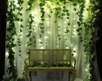 High Quality Fake Ivy, 84ft Fake Ivy, Fake Ivy Leaves with Lights, 12 Artificial Greenery vines room decor, 100 LED Lights, wedding decor