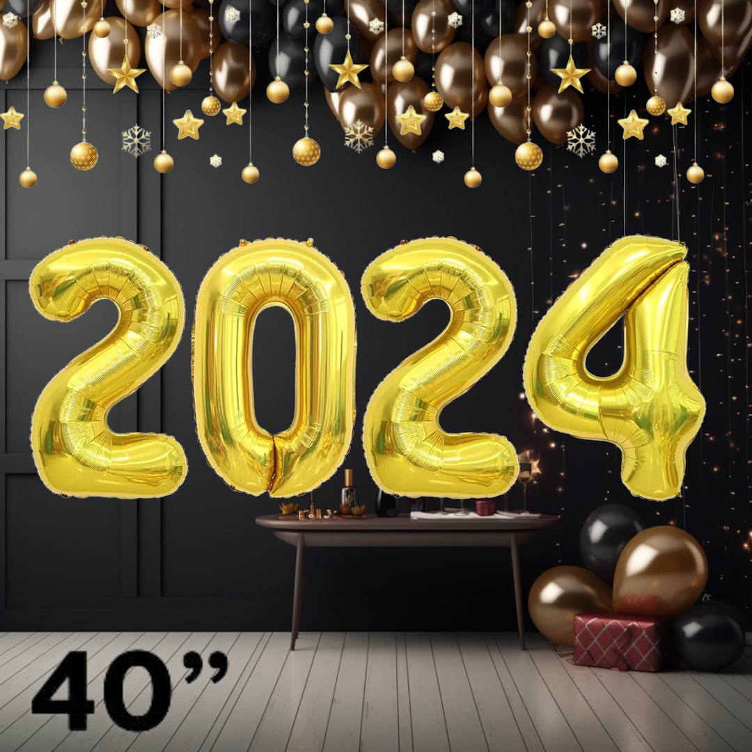 40 Large 2024 Gold Balloons, 2024 Balloons New Years Eve Party Decor