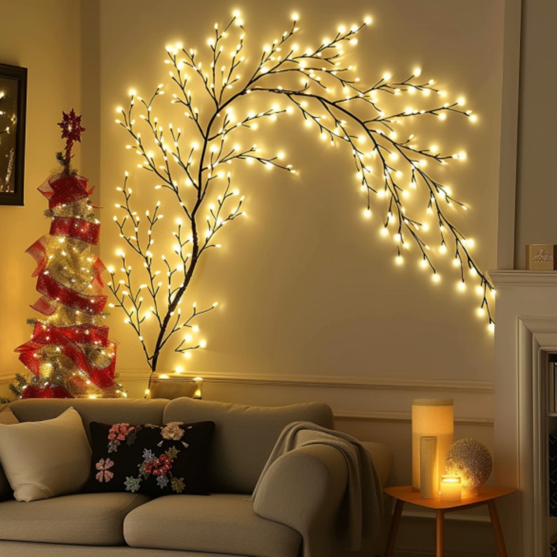 Fairy Light Willow Vine Lighted Decor Wedding Lighted Decor Lighted Vine Decor Living Room Light Decor Lamp Decor Mantle Decor 9.5ft 160LED image 1