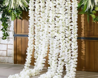 White Wisteria Garland Artificial Hanging Flowers for Wedding Decor 6.54 ft  Elegant Home Event Floral Decorations Hanging Decor