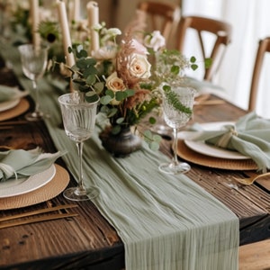 Sage Green Decor, 10ft Cheesecloth Table Runner, Wedding Decor Sage Green, Centerpiece Decor, Boho Wedding Decor, Farmhouse Wedding Decor