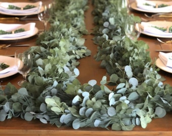 Premium 7.4 ft Eucalyptus Garland - Thick, Lush, Versatile Decor for Weddings, Home, Events, Elegant Table Settings & Room Accents,