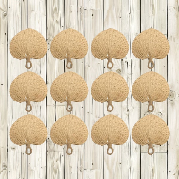 Eco-Friendly 12-Pack Natural Raffia Fans - Ideal for Wedding Favors, Beach Gatherings, and Personal Comfort, Wedding Decor, Wedding Fans