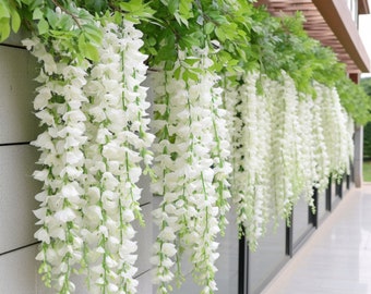 Wedding Decor, White Wisteria, Wedding Floral Decor Fays, White Floral Decor, Hanging Wisteria for Wedding, Fake Wisteria Decor, White Decor