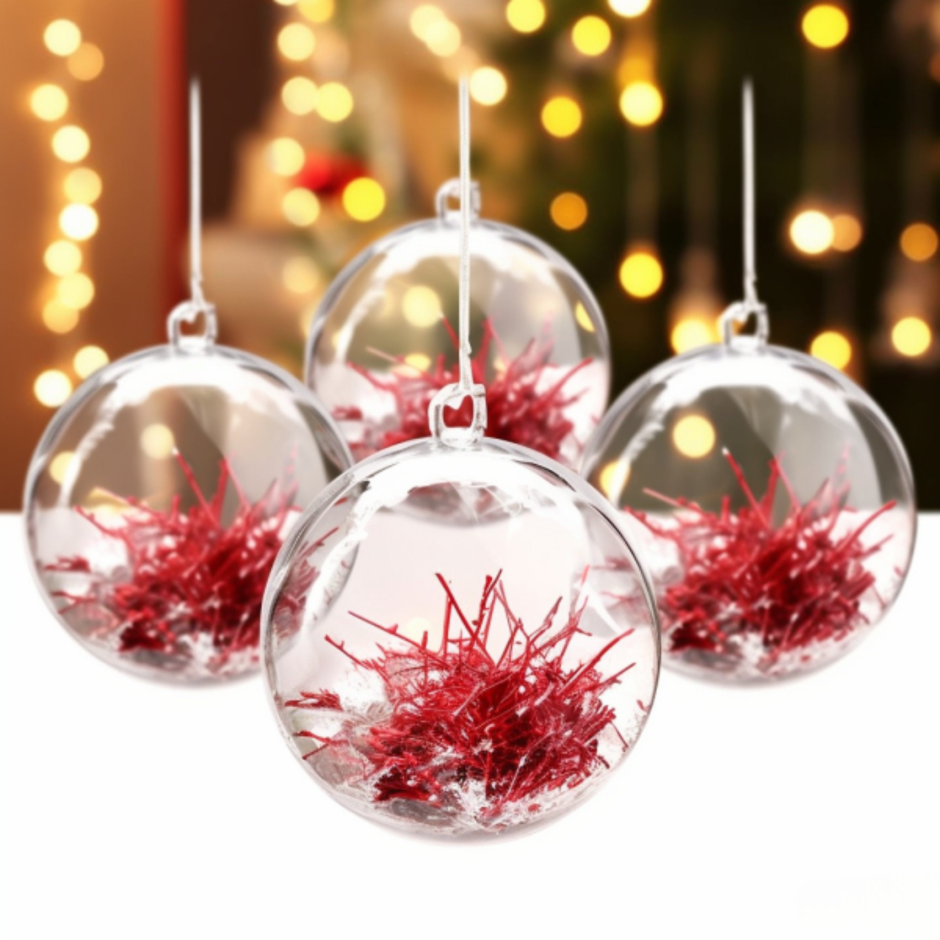 20pcs Clear Plastic Fillable Ornaments 3.15-inch DIY Craft 