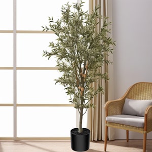 4ft Artificial Olive Tree, Faux Greenery Decor, Lifelike Silk Olive Plant, Indoor Large Faux Tree, Olive Silk Home Accent, Farmhouse Decor