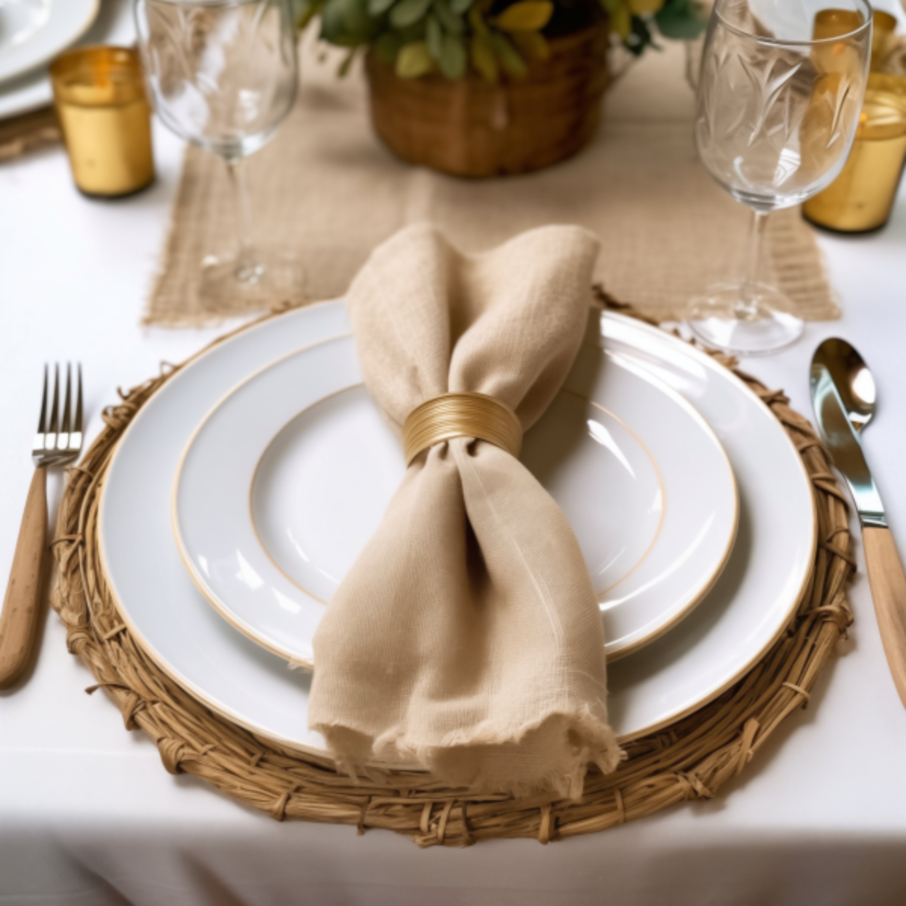 Linen napkins with fringed edges — Made on 23rd