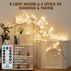 Fairy Light Willow Vine Lighted Decor Wedding Lighted Decor Lighted Vine Decor Living Room Light Decor Lamp Decor Mantle Decor 9.5ft 160LED image 5