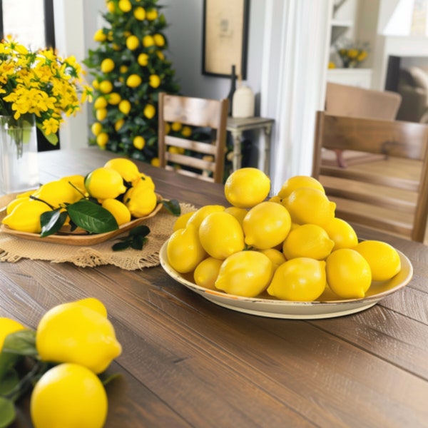 Yellow Wedding Decor Supply 30-Pack Artificial Yellow Lemon Faux Fruit Decor for Lemonade Party Kitchen Displays Decor Summer Wedding Decor