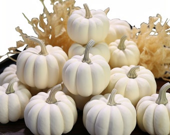 4 Inch Fall White Pumpkins Decor, Fake White Pumpkins, Halloween Decor, Fake Pumpkins, Fall Yard Decor, 8 PCS Pumpkin, Pumpkin Painting