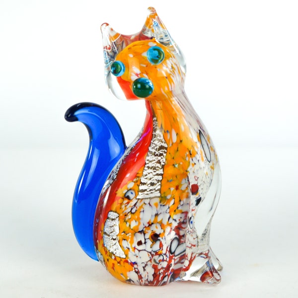 Sculpture de chat en verre de Murano, Sculpture de Murano, Idée cadeau, Verre soufflé, Verre de Murano fabriqué