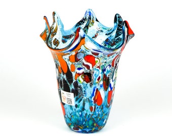 Acquamare Fazzoletto vaas in Murano-glas, Murano-vazen, geblazen glas, Murano-glassculptuur, Murano-vaas, Murano-glas gemaakt