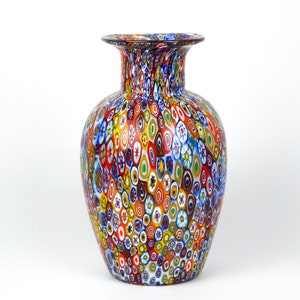 Millefiori murrina vase in Murano glass, Murano Vase, Murano Vase, Handmade, Made Murano Glass