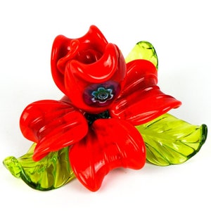 Red Rose Flower, Gift Idea, Murano Glass Sculpture, Murano Glass Objects, Made Murano Glass