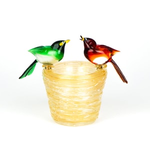 Bird&#39;s Nest sculpture in Murano glass, Murano sculpture, gift idea, blown glass, Made Murano Glass