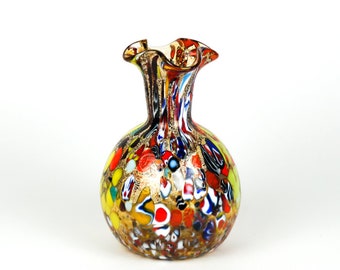イタリア、ムラノガラスの花瓶 ヴィンテージ イタリア ムラーノ アートガラス 花瓶 レインボー