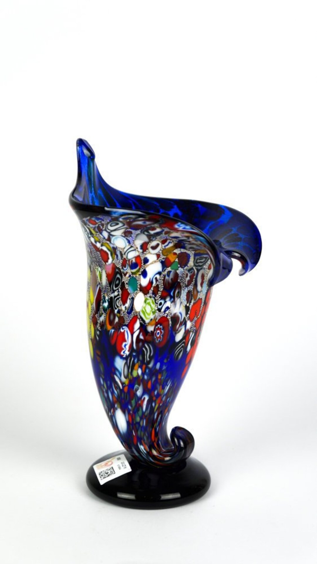 Petit Vase Murano En Verre Soufflé Multicolore - Fait Main, Hauteur 13cm, Art Italien