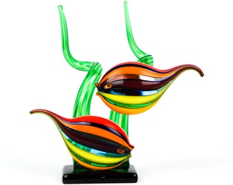 Fish Aquarium Sculpture in Murano glass, modern sculpture, gift idea, Murano glass animals, Made Murano Glass