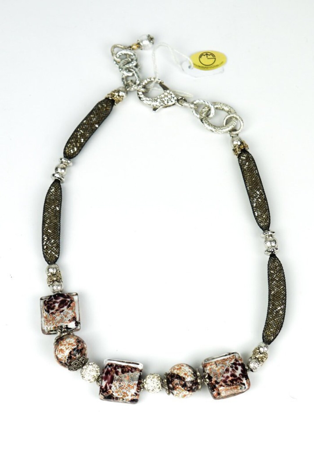 Collier Vintage Boules De Verre Type Murano - Bijou Créateur Occasion, Magnifique Pièce Unique