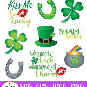 St. Patrick&#39;s Day Images / Clip art / Decals - 9 Designs in 4 File types [ SVG / EPS / PNG / Jpg ]