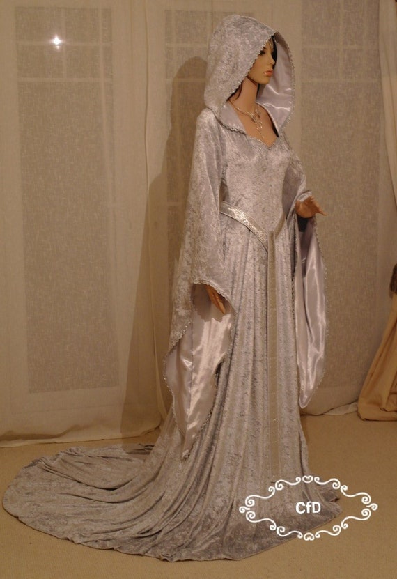 Elven Wedding Dress In Silver Crushed Velvet With Scottish Etsy