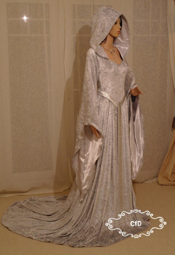 Elven Wedding Dress in Silver Crushed ...