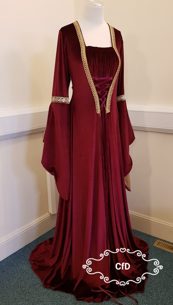 Medieval dress burgundy red melisandre Maroon pillows | Etsy