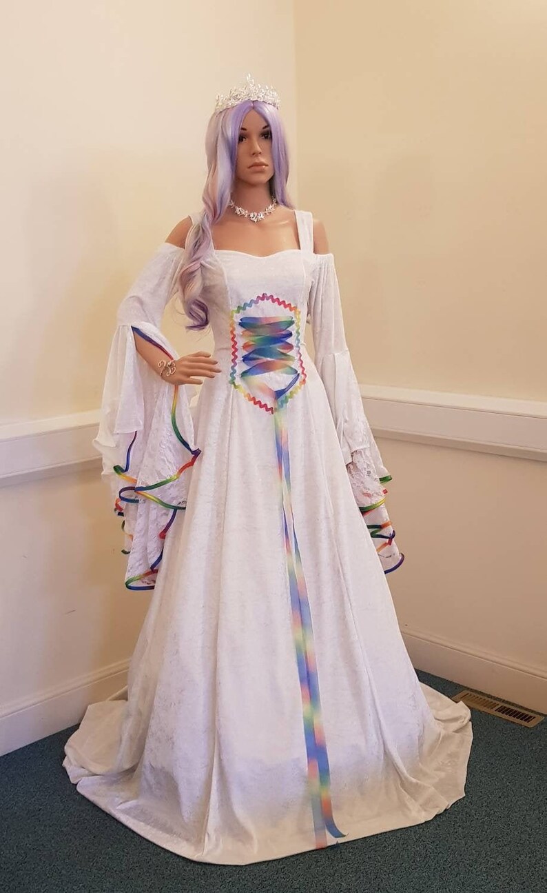 Rainbow wedding dress cold shoulder gown unicorn dress Etsy