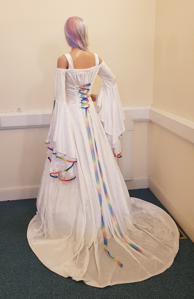 Rainbow wedding dress cold shoulder gown unicorn dress Etsy