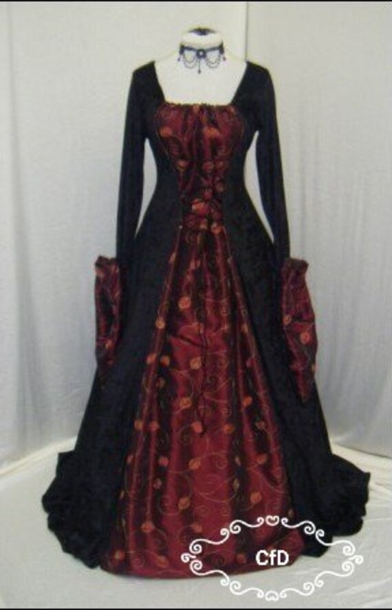 red and black gothic dress