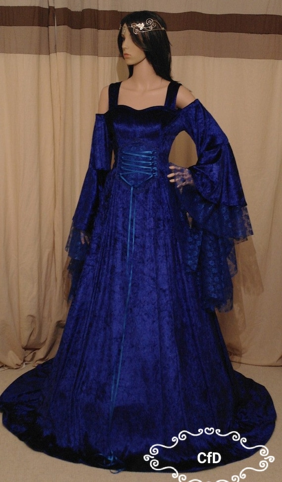 Medieval dress Off the shoulder wedding dress in velvet and | Etsy