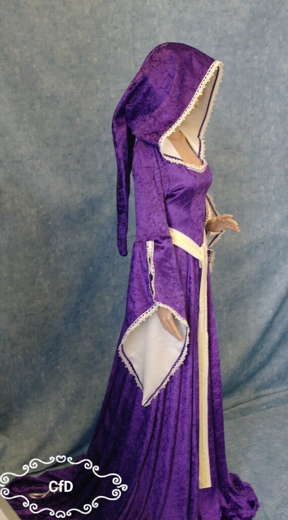 Elven Wedding Dress in Purple Crushed Velvet With Long Pixie | Etsy