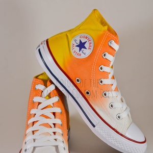 Custom Dyed Candy Corn Converse All Star High Top Shoes