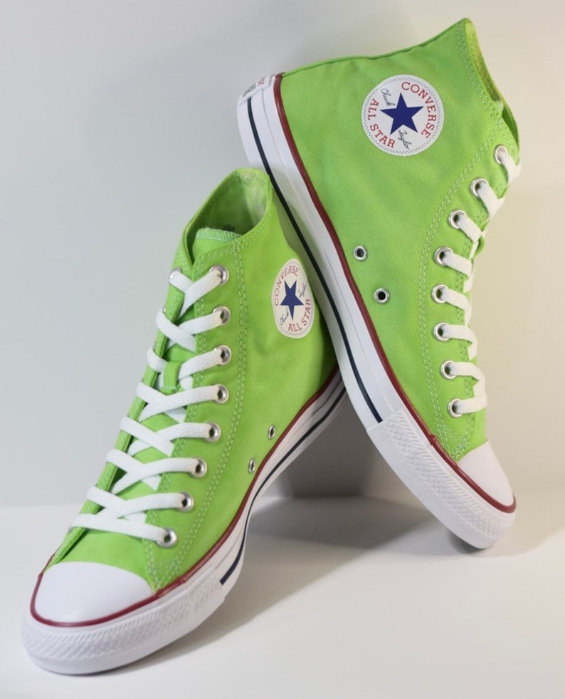 Custom Dyed Lime Green Converse All Star High Tops Shoes Etsy