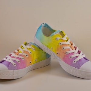 Custom Dyed Pastel Rainbow Converse Monochrome All Star Low Top Shoes