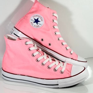 Custom Painted Neon Pink Converse All Star High Tops Shoes
