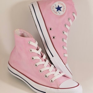 Custom Dyed Light Pink Converse All Star High Tops Shoes 