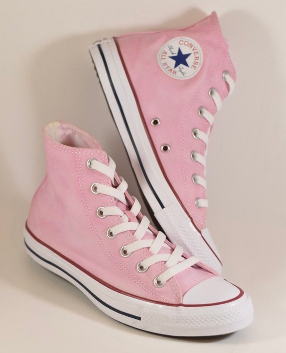 Custom Dyed Light Pink Converse Star High Tops Shoes -