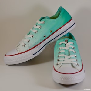 Custom Dyed Green Ombre Converse All Star Low Top Shoes