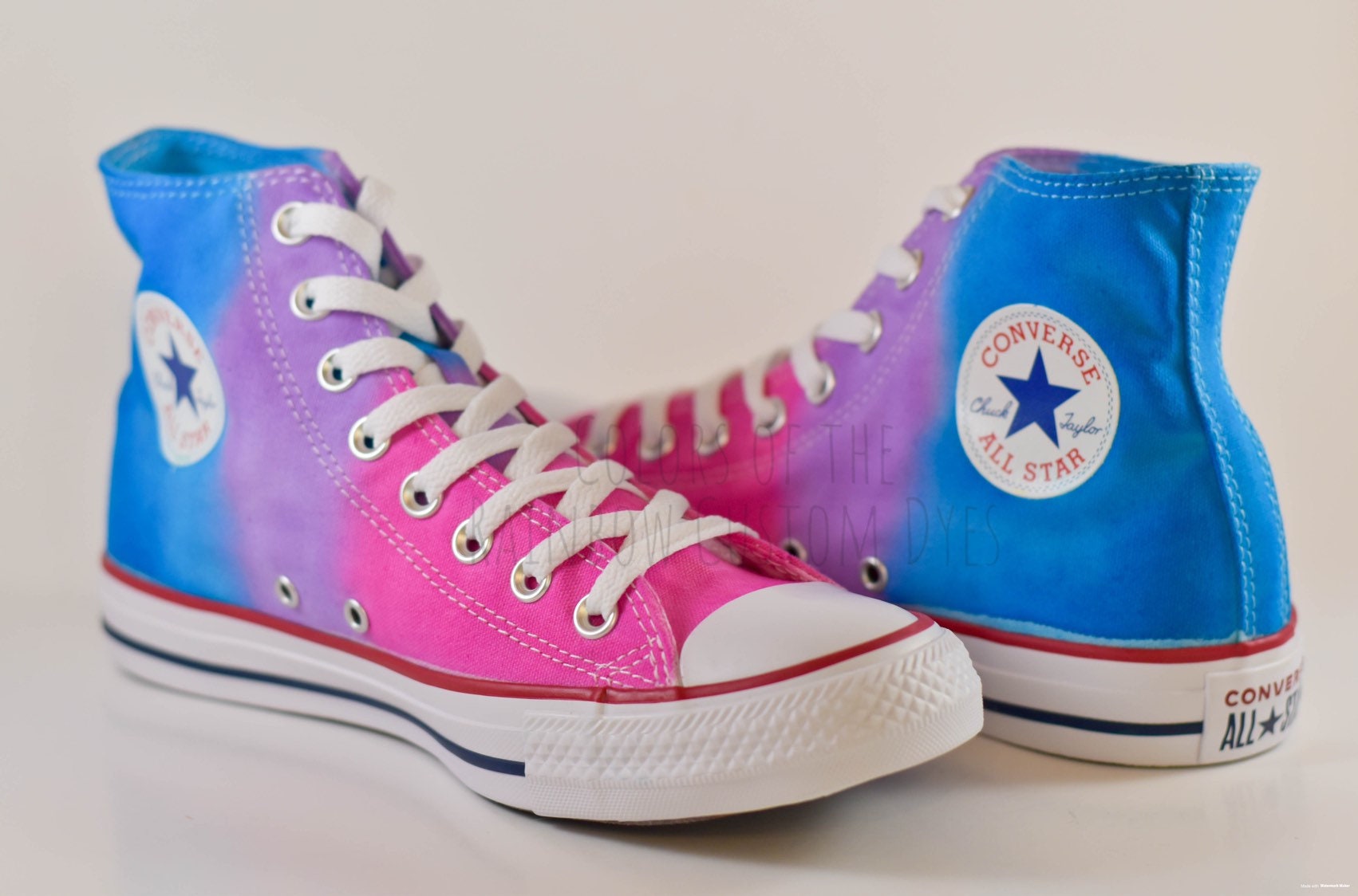 Custom Dyed Hot Pink Purple Royal Blue Converse All Star - Etsy