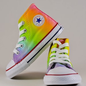 Custom Dyed Pastel Reverse Rainbow Converse All Star High Top Shoes