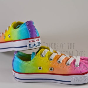 Custom Dyed Neon Rainbow Converse All Star Low Top Shoes