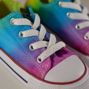 Custom Dyed Neon Rainbow Converse All Star Low Top Shoes
