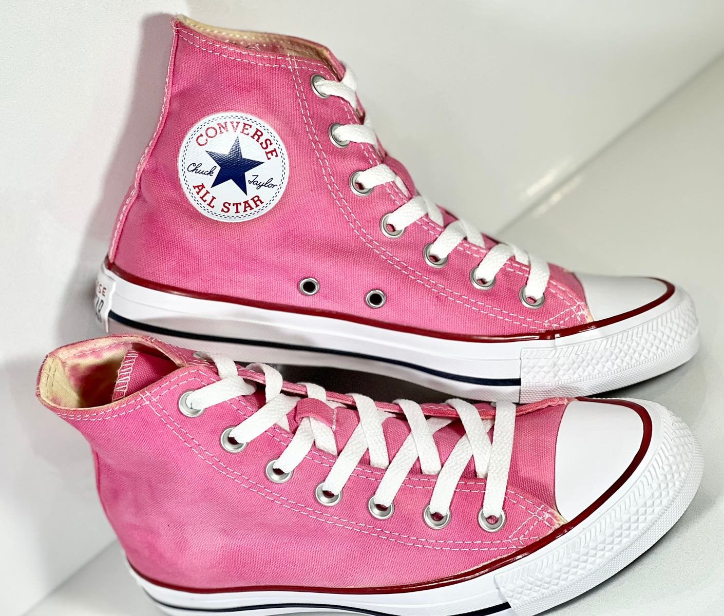 Zapatos personalizados teñidos de rosa Converse All High - Etsy España