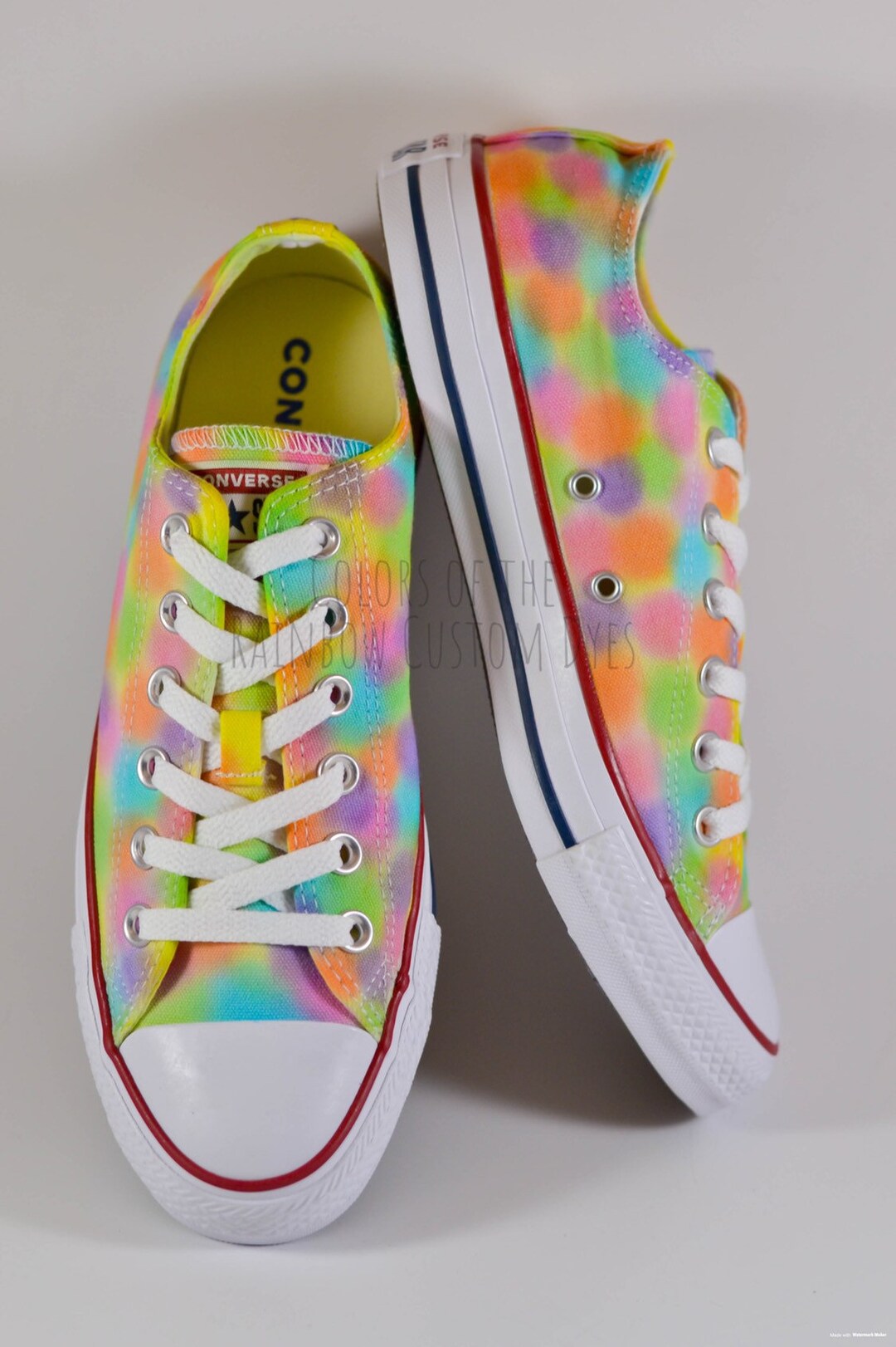 Custom Dyed Pastel Rainbow Confetti Converse All Star Low Top Shoes