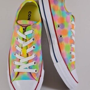 Custom Dyed Pastel Rainbow Confetti Converse All Star Low Top Shoes