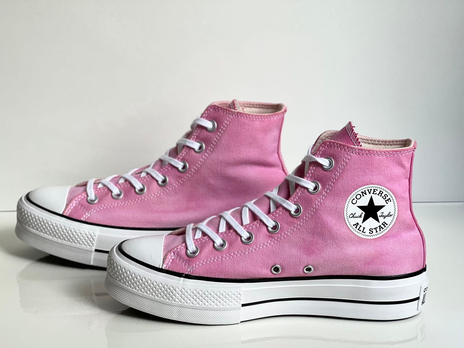 lanzamiento variable Estacionario Custom Dyed Light Pink Converse All Star Platform Lift High - Etsy