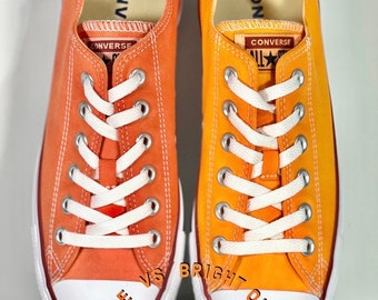 Custom Dyed Solid Orange Converse All Star High Tops Shoes - Main Image