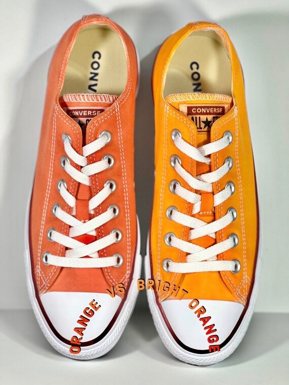 billede Fæstning Nathaniel Ward Custom Dyed Solid Orange Converse All Star High Tops Shoes - Etsy